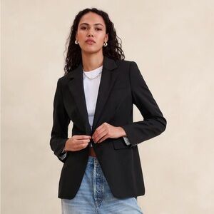 Banana Republic Siena Slim Italian Wool Blazer Black 0 XS (WOM0005)
